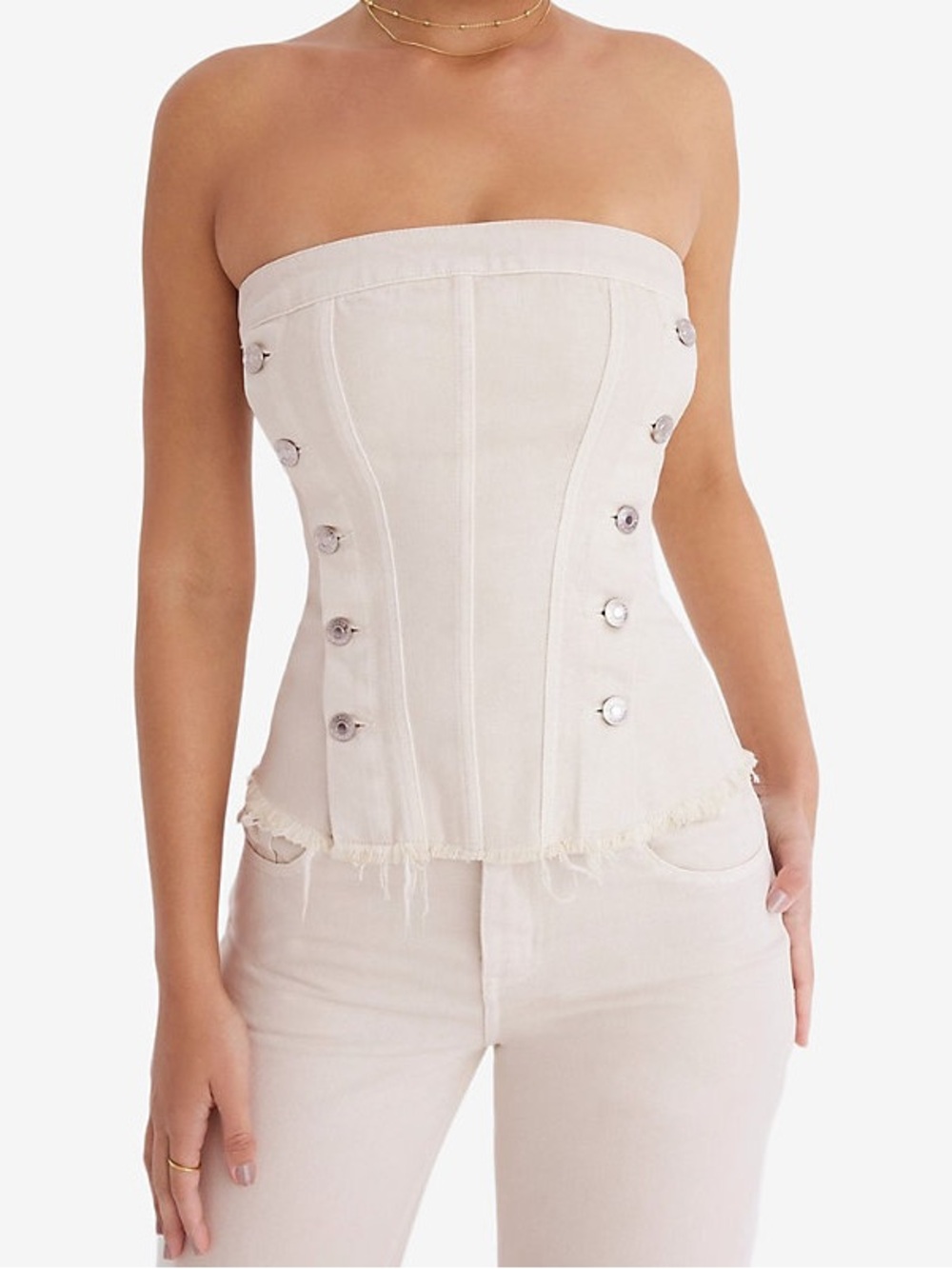 Mistress Rocks oatmeal Strapless Corset Top